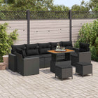 Garden bench set with cushion 13 pcs Black poly rattan