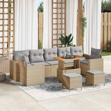 Tuinbankenset 10 pcs Beige en Licht Grijs poly rattan
