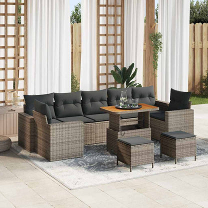 Tuinbankenset met kussen 13 pcs Grijs poly rattan