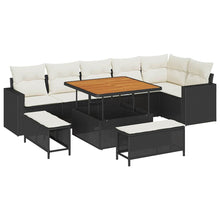 Tuinbankenset met kussen 11 pcs Zwart en Crème poly rattan