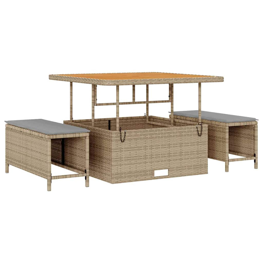 Tuin Sofa Set Met Kussen Met Opslag 9 Pcs 100 cm tafellengte beige en lichtgrijs