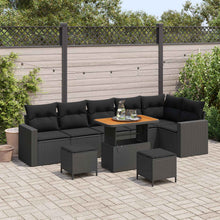 Tuinbankenset met kussen 11 pcs Zwart poly rattan
