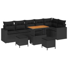 Tuinbankenset met kussen 11 pcs Zwart poly rattan