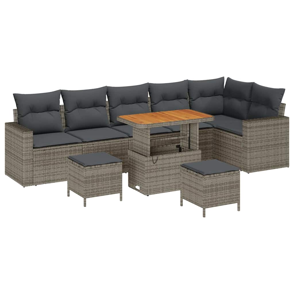 Tuinbankenset met kussen 11 pcs Grijs poly rattan