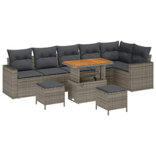 Tuinbankenset met kussen 11 pcs Grijs poly rattan