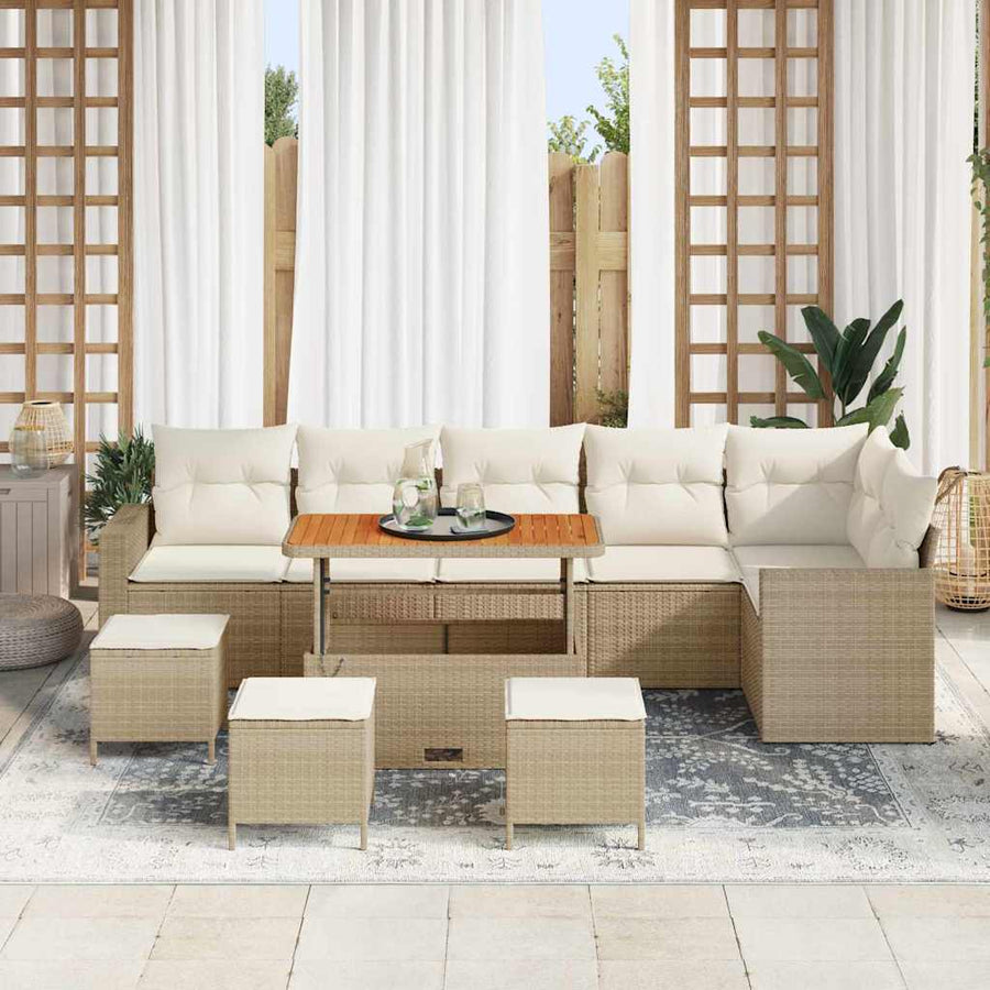 Tuin Sofa Set 10 pcs beige en crèmekleurig 110 x 55 x 71 cm