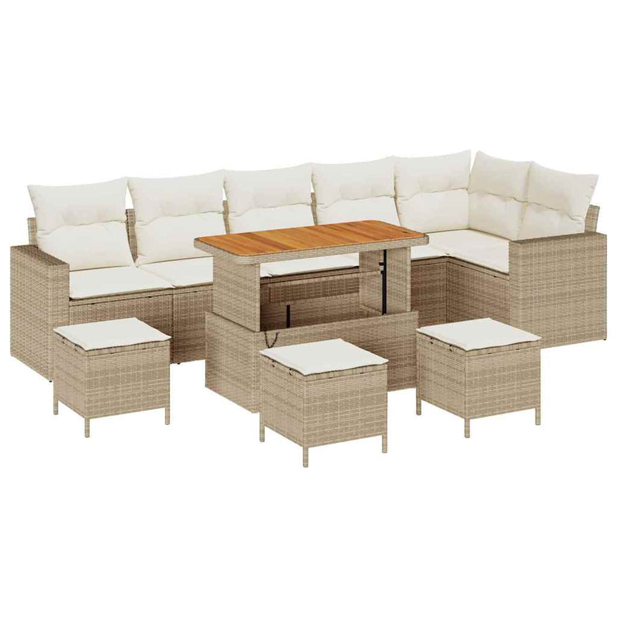 Tuin Sofa Set 10 pcs beige en crèmekleurig 110 x 55 x 71 cm