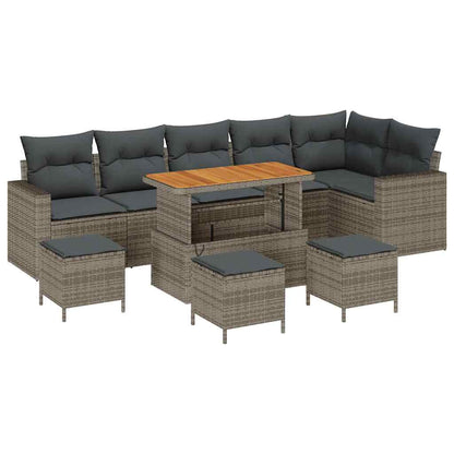 Tuinbankenset met kussen 12 pcs Grijs poly rattan
