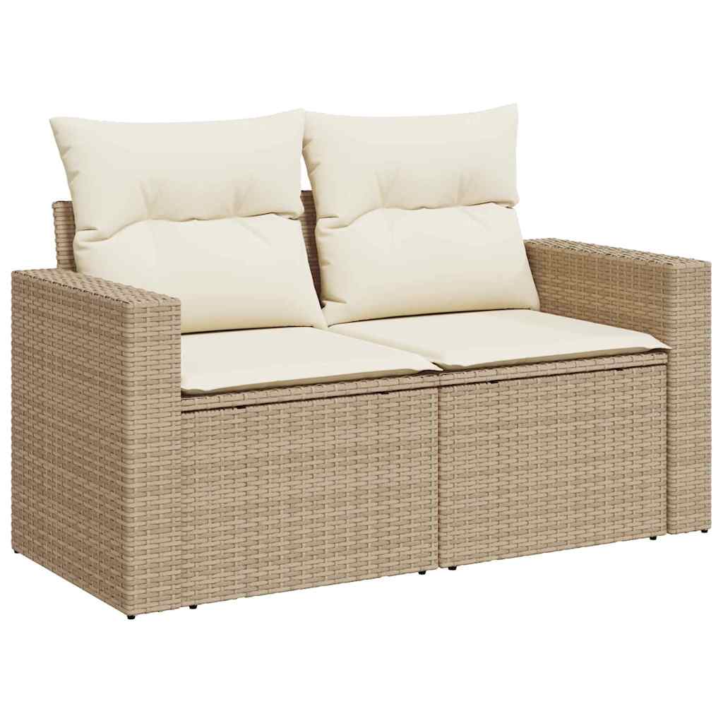 Tuinbankenset met kussen 13 pcs Beige en Crème poly rattan