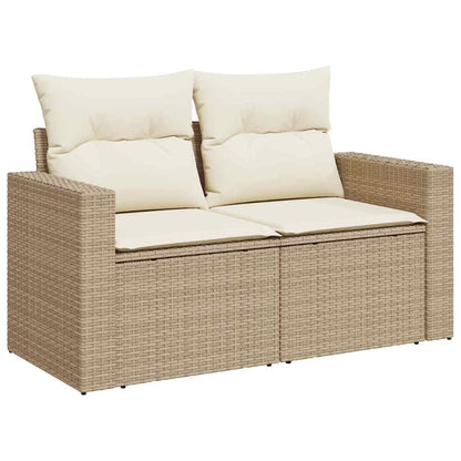 Tuinbankenset met kussen 13 pcs Beige en Crème poly rattan