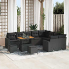 Garden bench set with cushion 13 pcs Black poly rattan