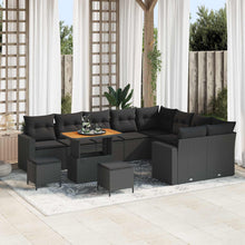 Tuinbankenset met kussen 13 pcs Zwart poly rattan