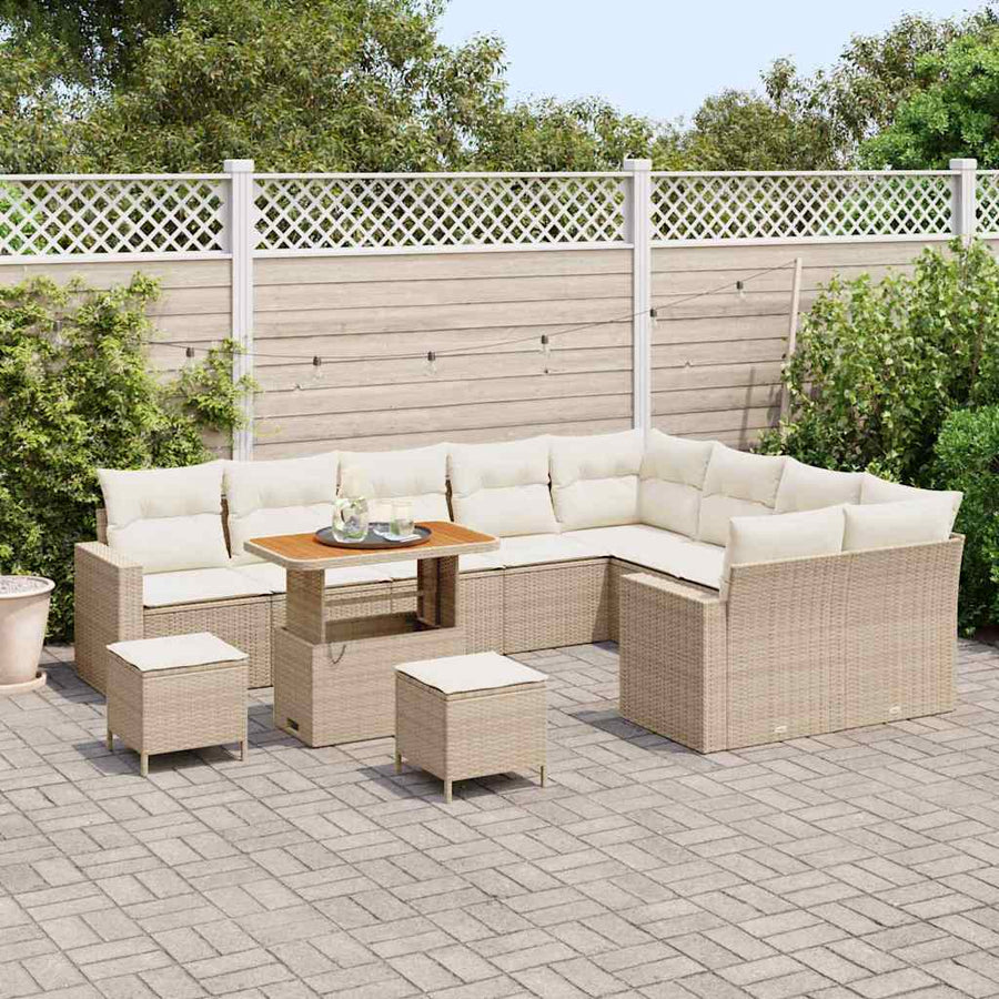 Tuinbankenset 13 st 10-Aantal zitplaatsen Beige en Crème