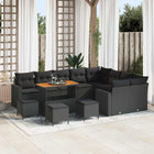 Garden bench set with cushions 14 pcs Black poly rattan