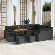 Tuinbankenset poly rattan zwart 110x55x71 cm