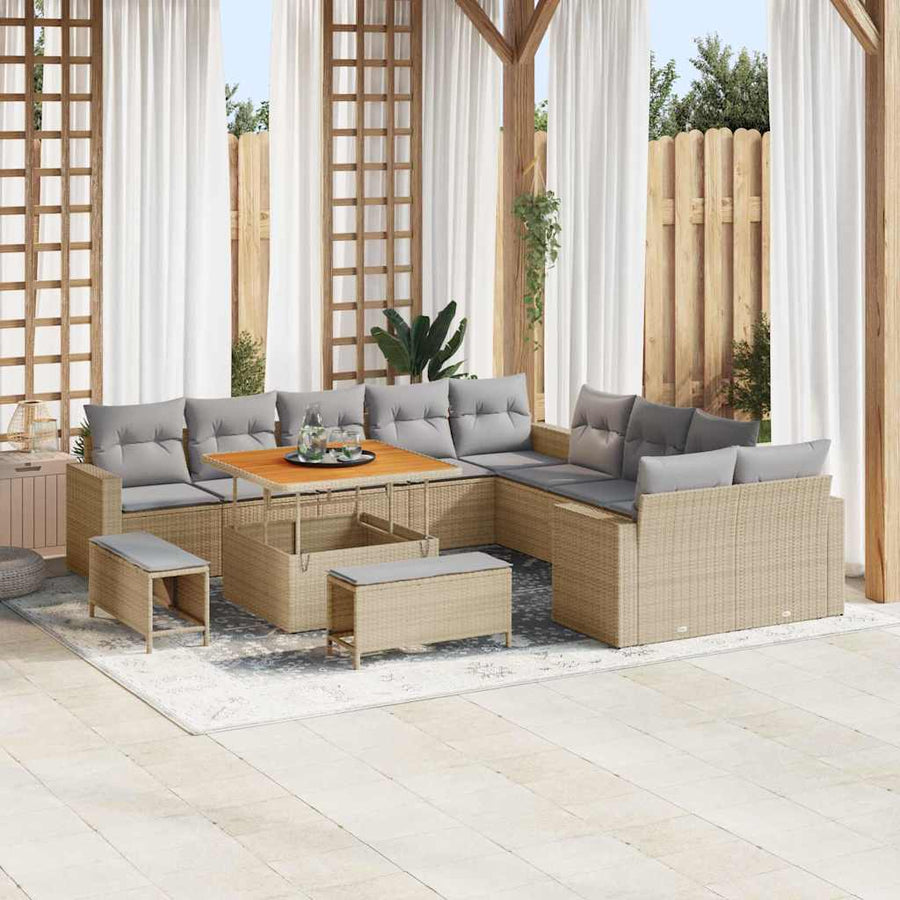 Tuin Sofa Set 13 pcs beige en lichtgrijs 100 x 100 x 71 cm