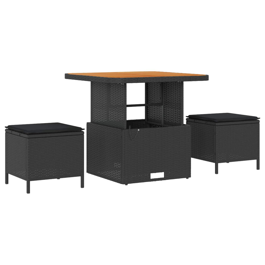 Tuin Sofa Set 9 pcs Zwart Poly rattan en gepoedercoat staal