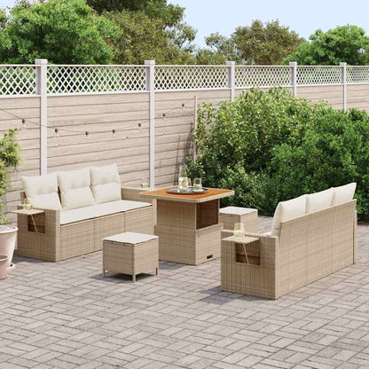 Tuin Sofa Set met kussen met opslag 9 pcs beige en crèmekleurig