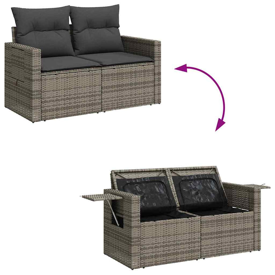 Tuin Sofa Set 9 pcs Grijs Poly rattan en gepoedercoat staal