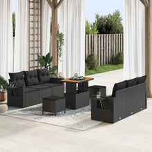 Tuin Sofa Set 9 pcs Zwart Poly rattan en gepoedercoat staal