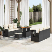 Tuinset poly rattan 9-delig zwart crème