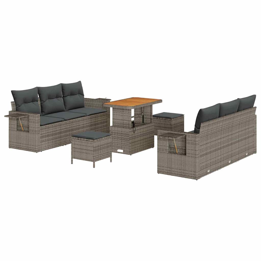 Tuin Sofa Set 9 pcs Grijs Poly rattan en gepoedercoat staal