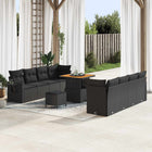 Garden Sofa Set with Cushions 11 pcs Black poly rattan
