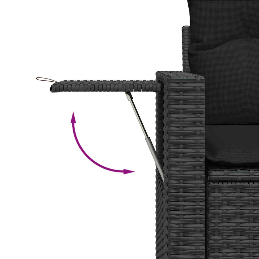 Tuin Sofa Set met kussen 11 pcs Zwart poly rattan
