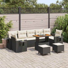 Tuinbankenset met kussen 13 pcs Zwart en Crème poly rattan