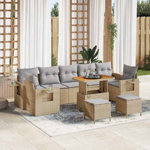 Tuinbankenset 10 pcs Beige en Licht Grijs poly rattan