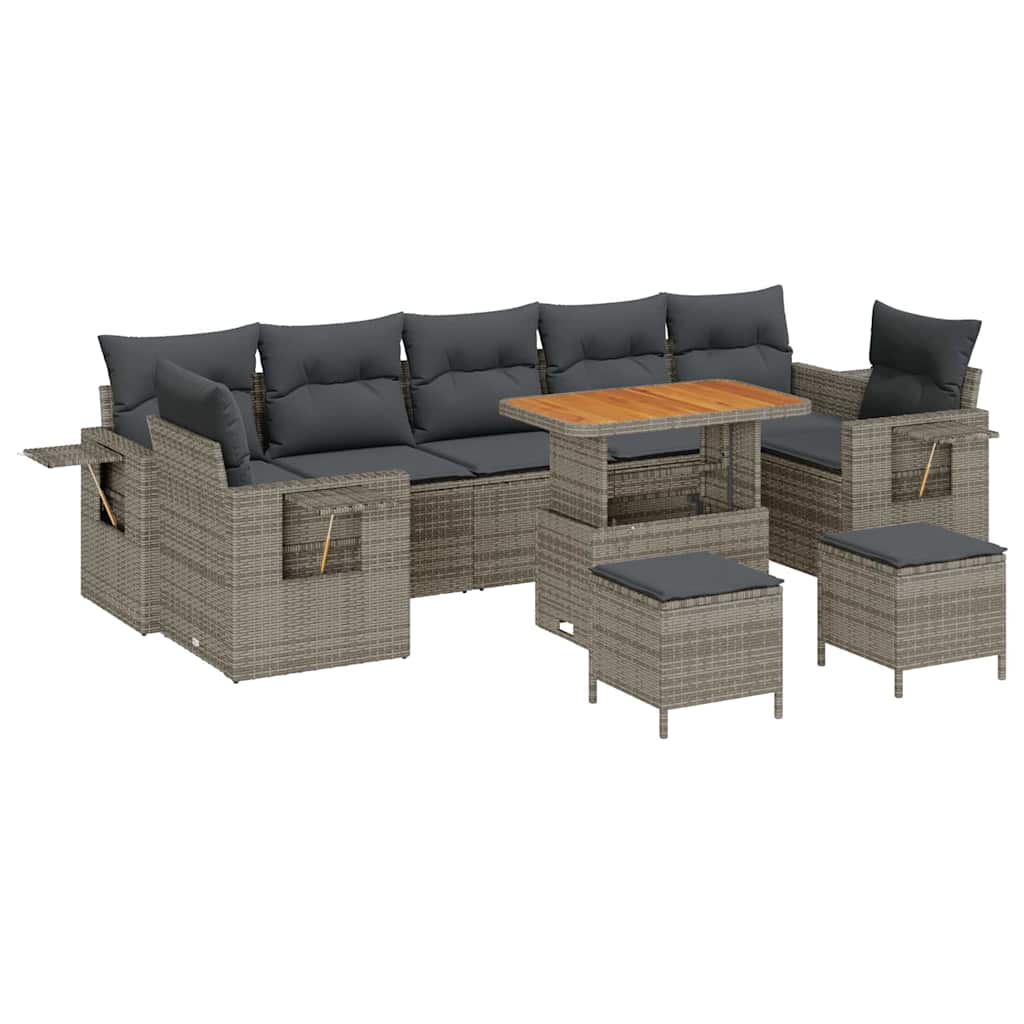 Tuinbankenset met kussen 13 pcs Grijs poly rattan