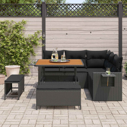 Tuinbankenset met kussen 9 pcs Zwart poly rattan