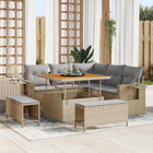Tuinbankenset 9-delig poly rattan beige lichtgrijs