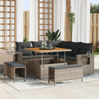 Poly Rattan Garden Lounge Set with Cushions 9 pcs Grey