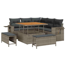 Tuinbankenset met kussen 9 pcs Grijs poly rattan