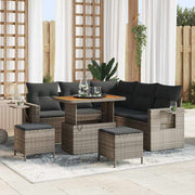 Tuinbankenset poly rattan grijs 9-delig