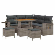Tuinbankenset met kussen 9 pcs Grijs poly rattan