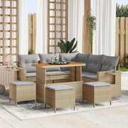 Garden bench set 10 pcs Beige and Light Grey poly rattan