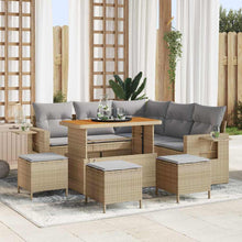 Tuinbankenset 10 Pcs En Licht Grijs Poly Rattan 110 cm tafellengte beige en lichtgrijs