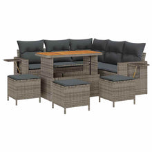 Tuinbankenset met kussen 10 pcs Grijs poly rattan