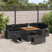 Tuinbankenset poly rattan 11-delig zwart