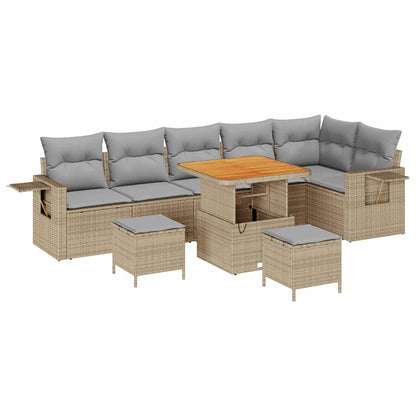 Tuinbankenset 11 pcs Beige en Licht Grijs poly rattan