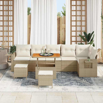 Tuin Sofa Set met kussen met opslag met kussen Beige en Crème 289 x 124 x 85 cm