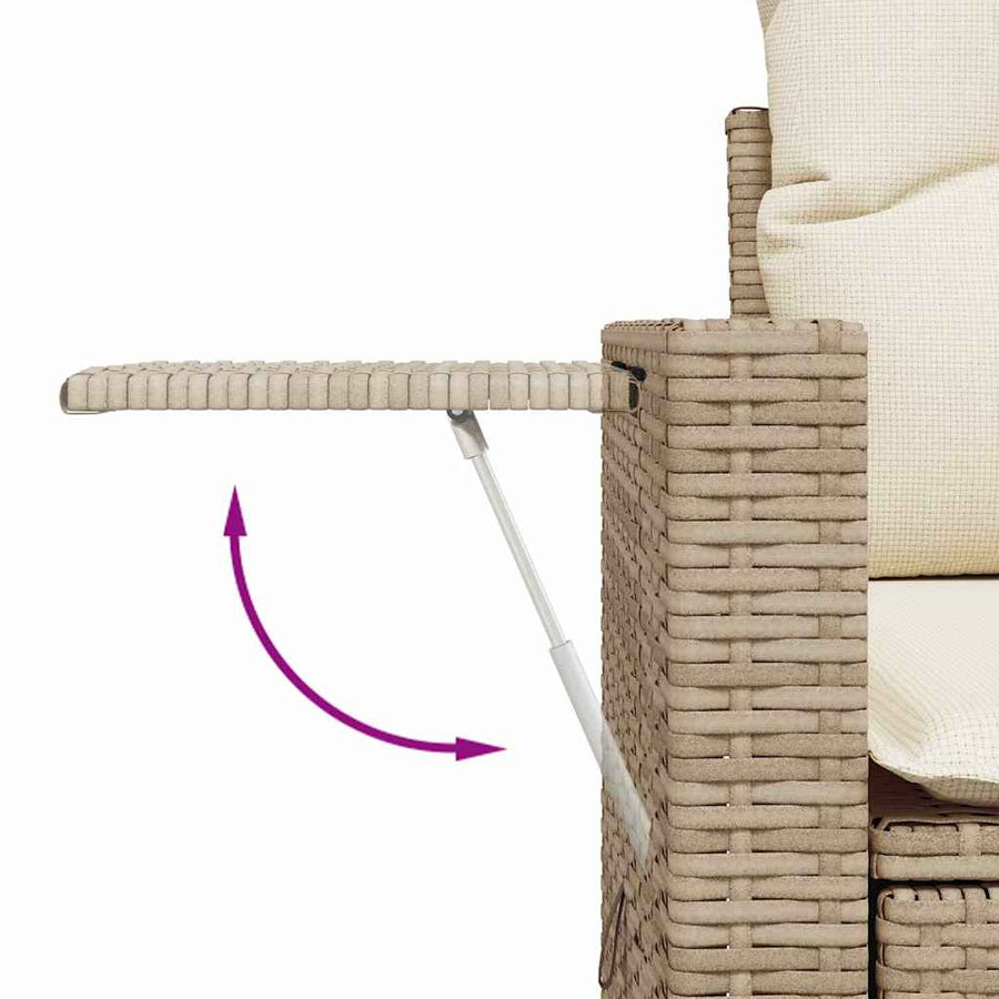 Tuin Sofa Set met kussen met opslag met kussen Beige en Crème 289 x 124 x 85 cm