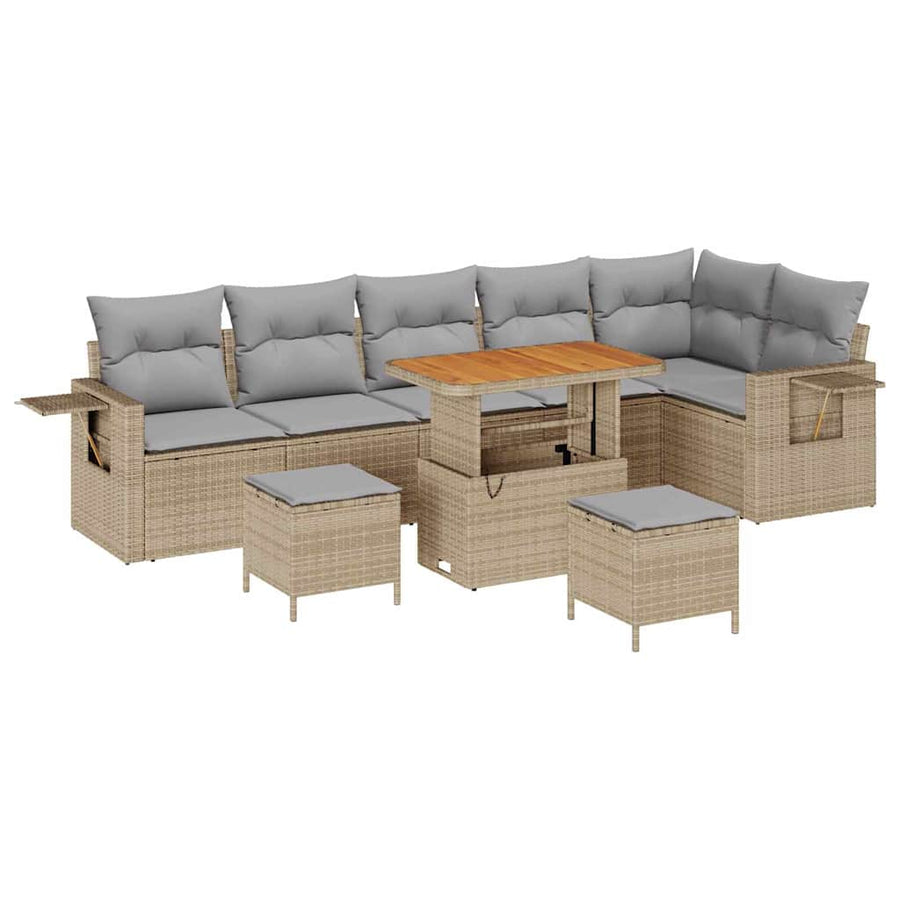 Tuinbankenset 11 pcs Beige en Licht Grijs poly rattan
