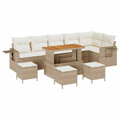 Tuinbankenset met kussen 12 pcs Beige en Crème poly rattan