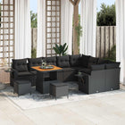 Garden Bench Set with Cushion 12 pcs Black poly rattan