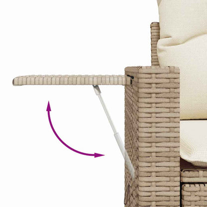 Tuinbankenset met kussen 12 pcs Beige en Crème poly rattan