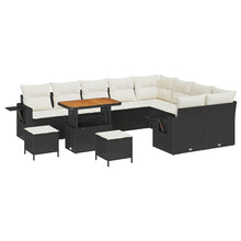 Tuinbankenset met kussen 12 pcs Zwart en Crème poly rattan