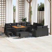 Tuinset poly rattan 13-delig zwart met opbergruimte
